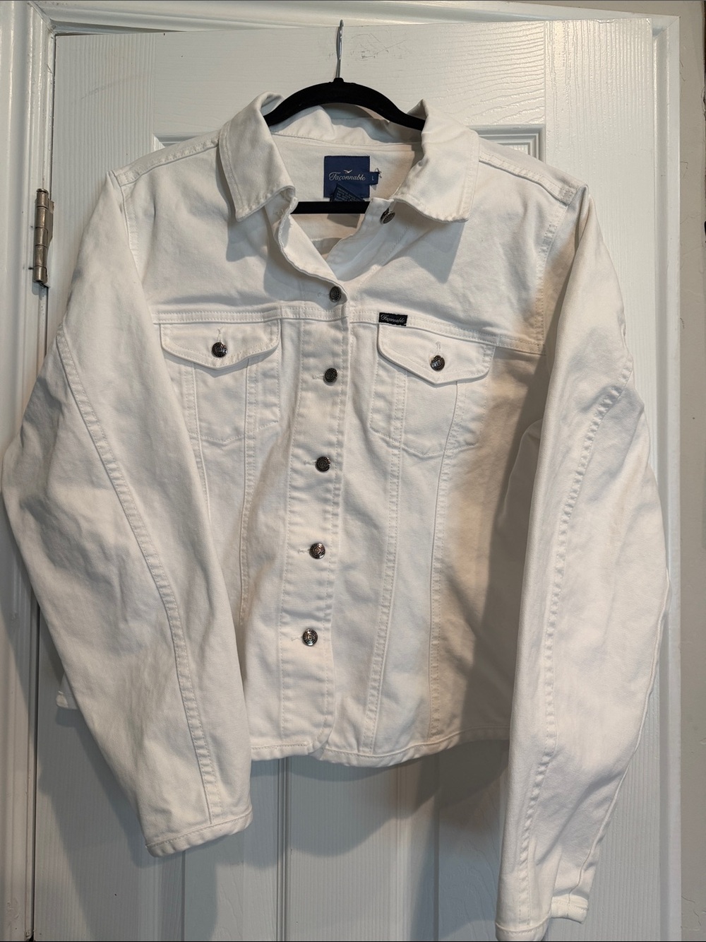 Vintage Faconnable White Jean Jacket with Button Front - Designed in Paris - Picture 6 of 7